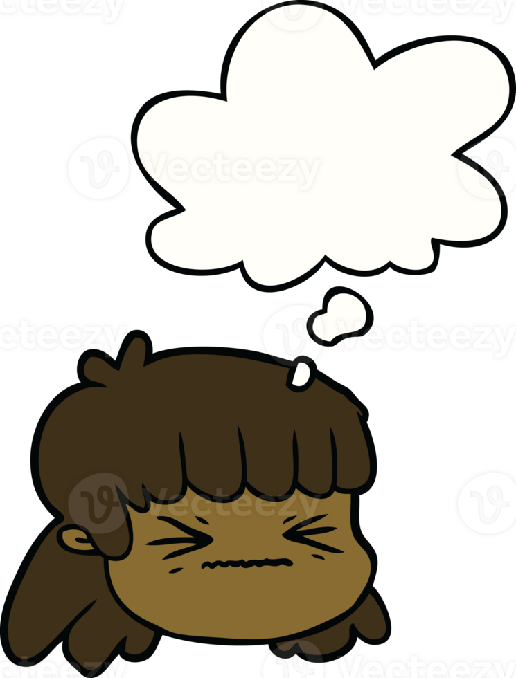cartoon female face with thought bubble png