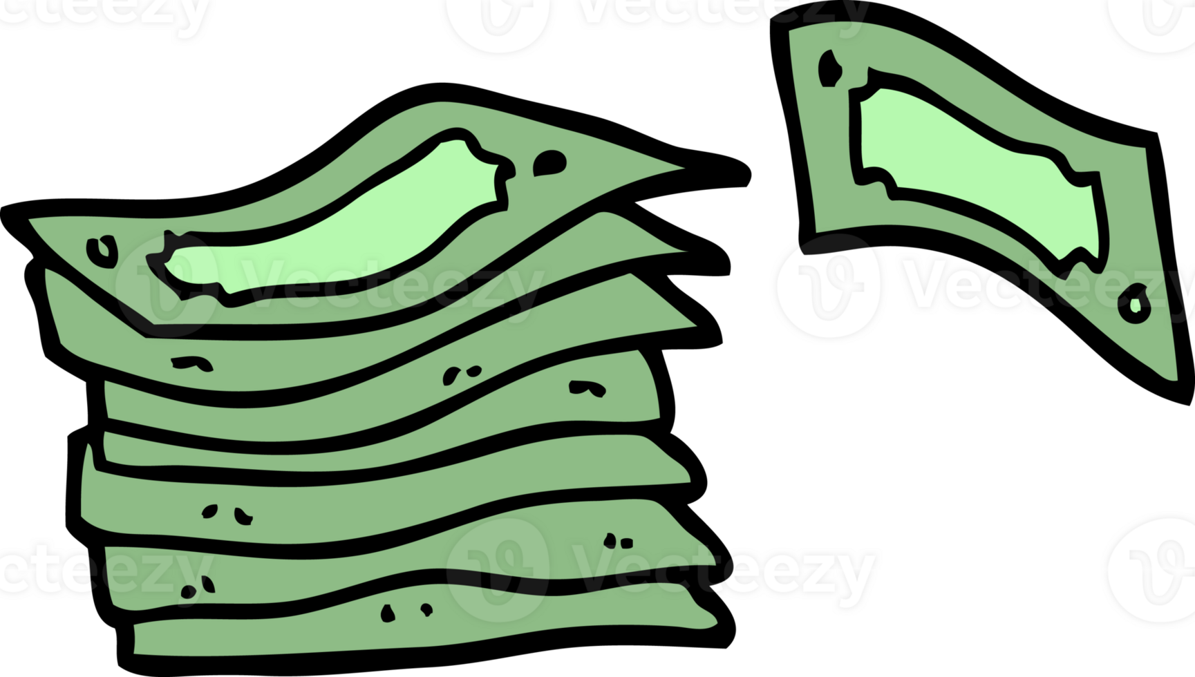cartoon doodle stack of money png
