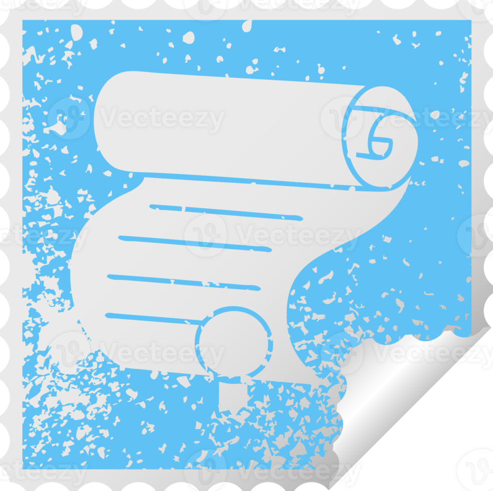 distressed square peeling sticker symbol of a important document png