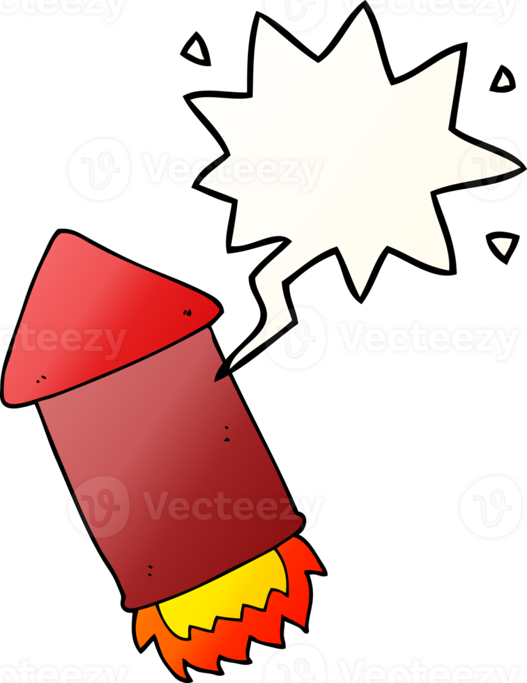 cartoon rocket with speech bubble in smooth gradient style png