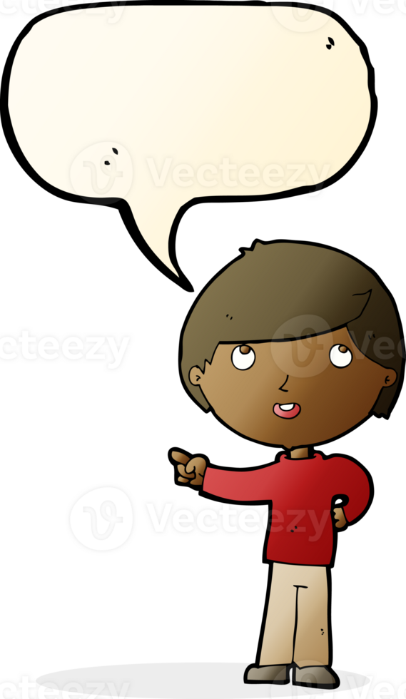 cartoon boy pointing with speech bubble png
