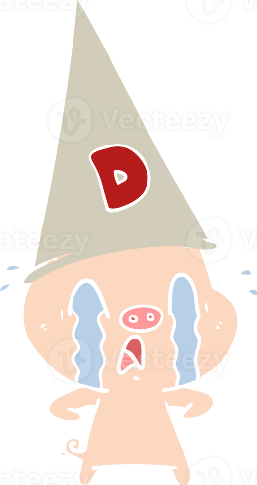 crying pig wearing dunce hat png