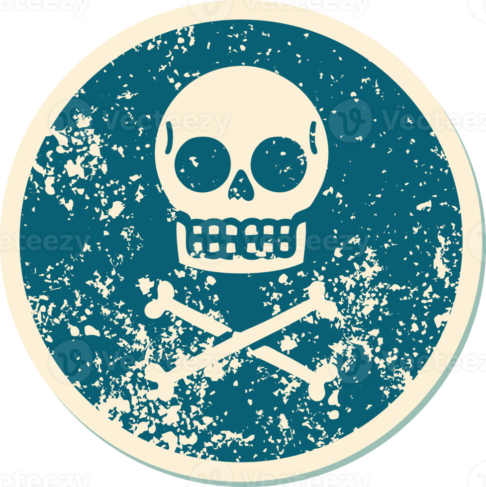 iconic distressed sticker tattoo style image of a skull png