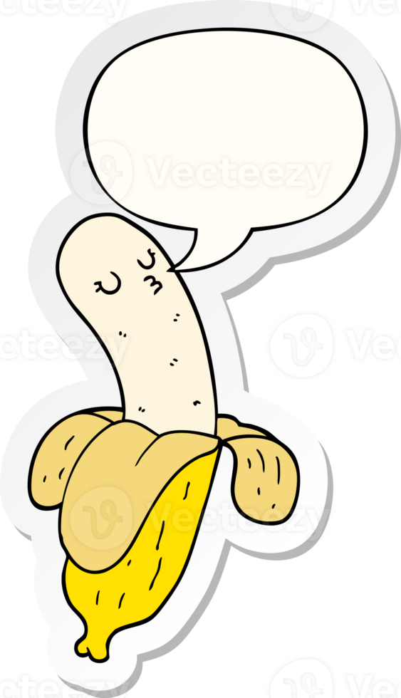 cartoon banana with speech bubble sticker png
