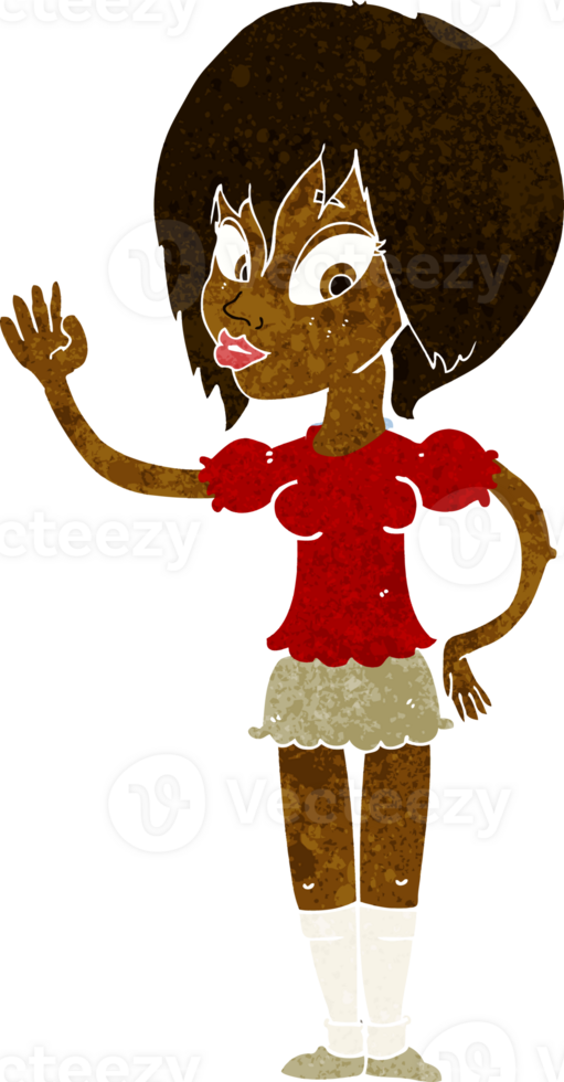 cartoon pretty woman waving png