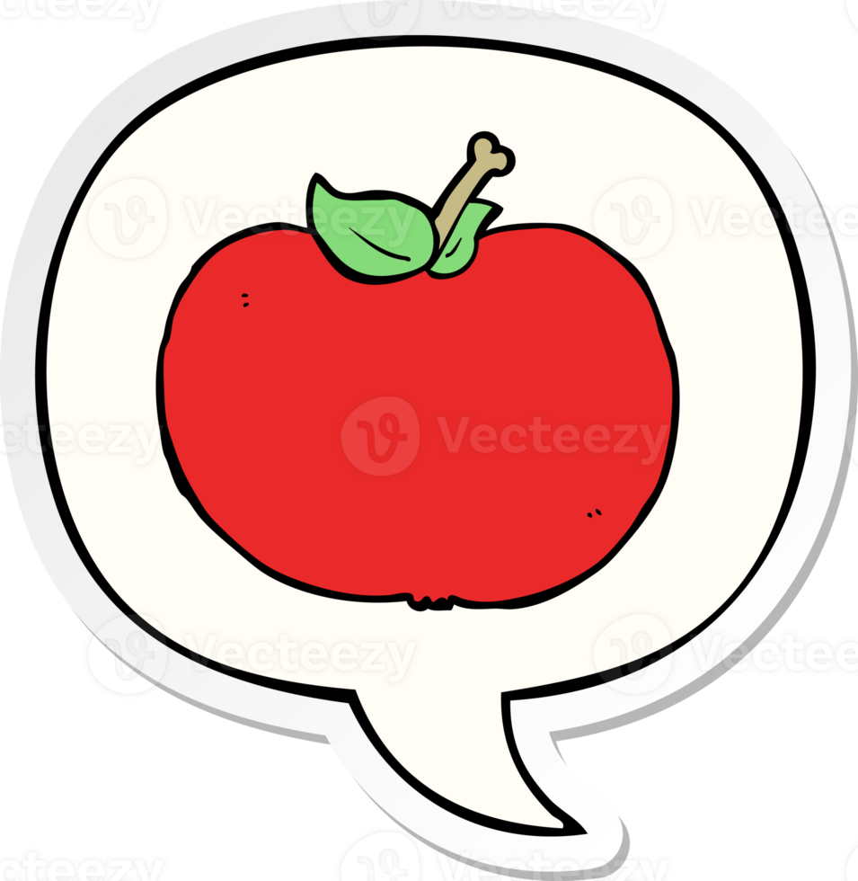 cartoon apple with speech bubble sticker png