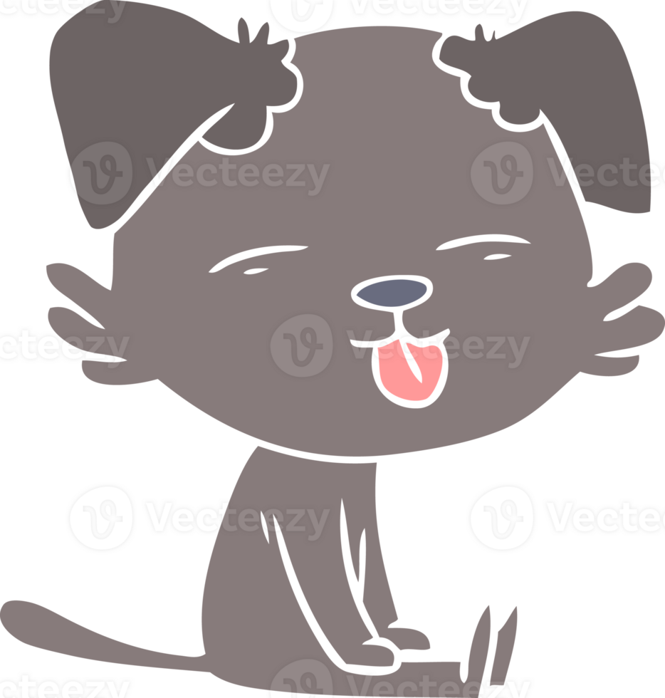 flat color style cartoon dog sticking out tongue png