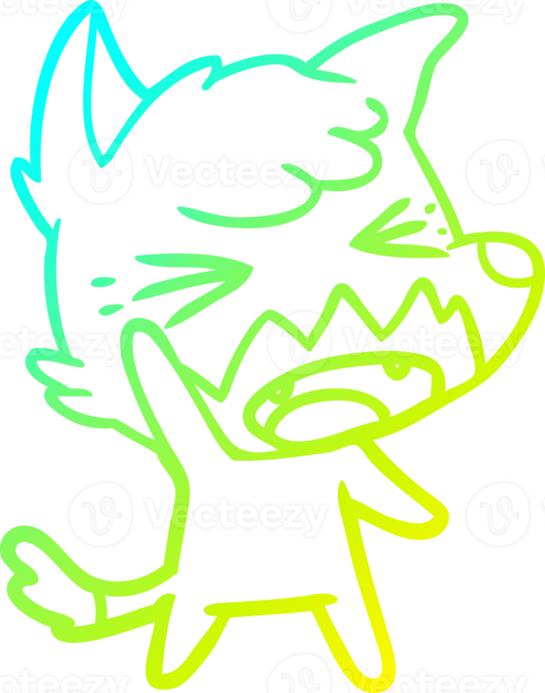 cold gradient line drawing of a angry cartoon fox png
