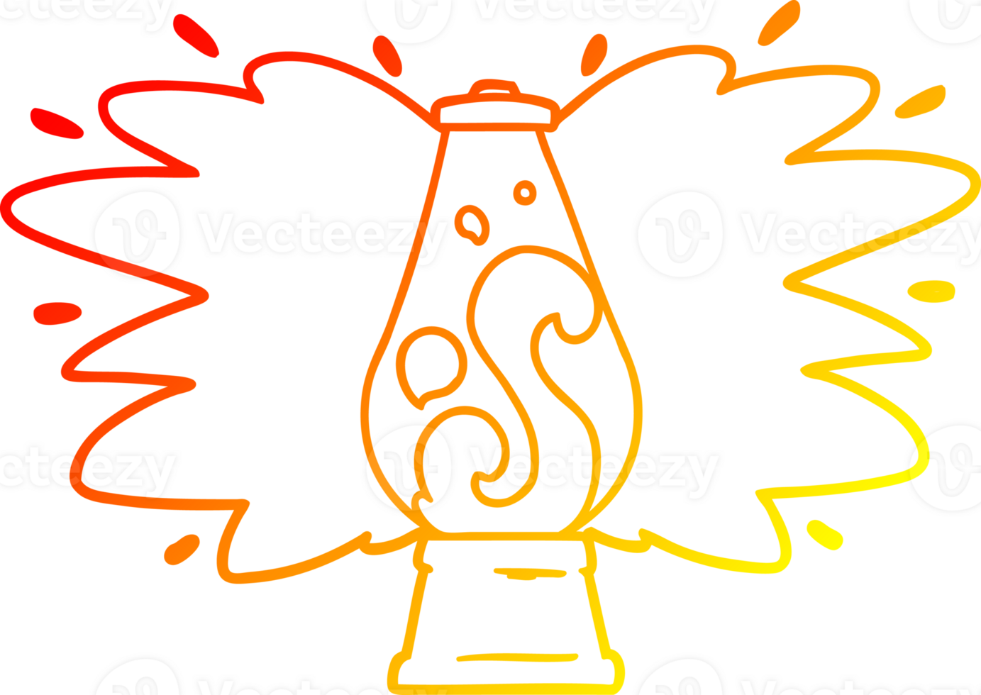 warm gradient line drawing of a cartoon retro lava lamp png