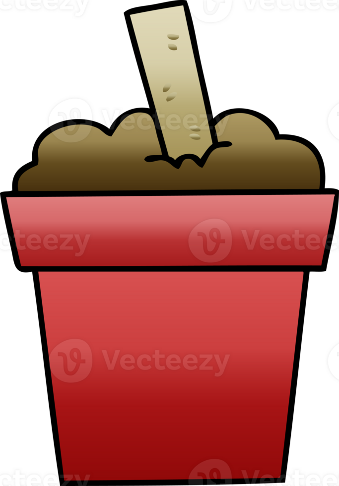 gradient shaded quirky cartoon plant pot png