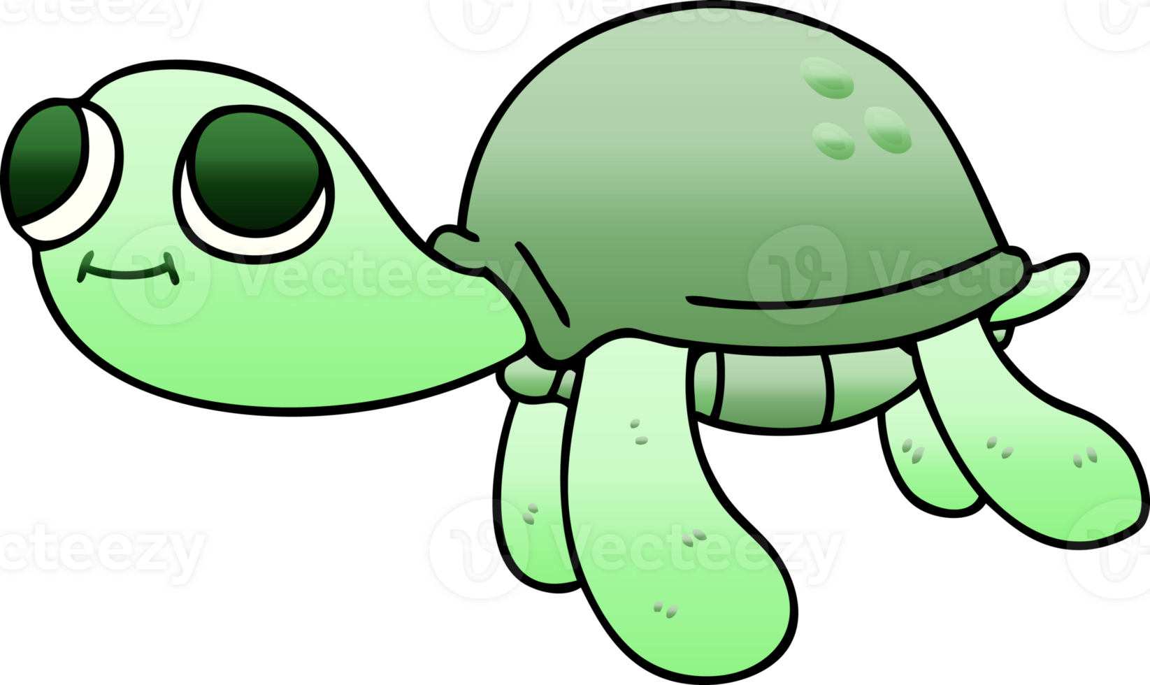 gradient shaded quirky cartoon turtle png