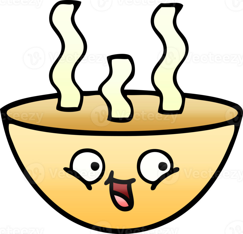 gradient shaded cartoon of a bowl of hot soup png
