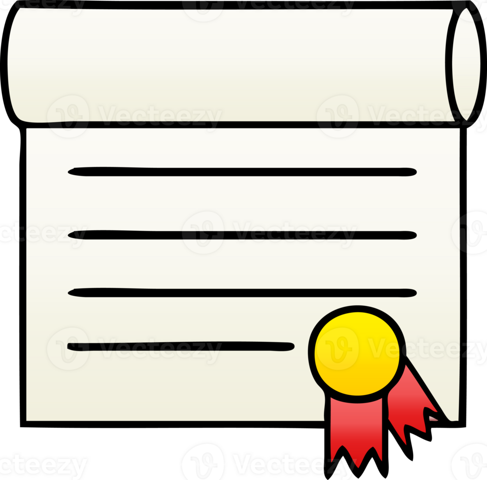 gradient shaded cartoon of a certificate png