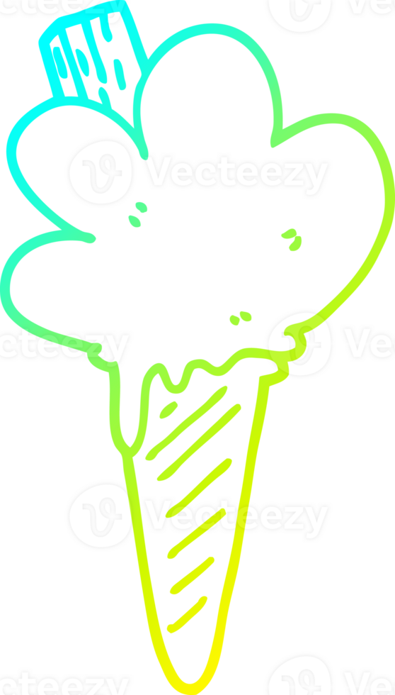 cold gradient line drawing of a cartoon ice cream cone png