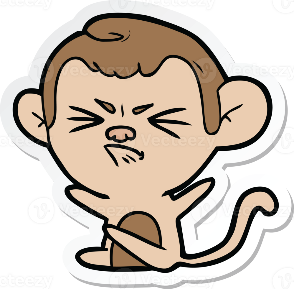sticker of a cartoon angry monkey png