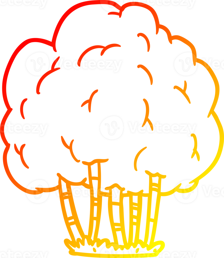 warm gradient line drawing of a Cartoon tree png