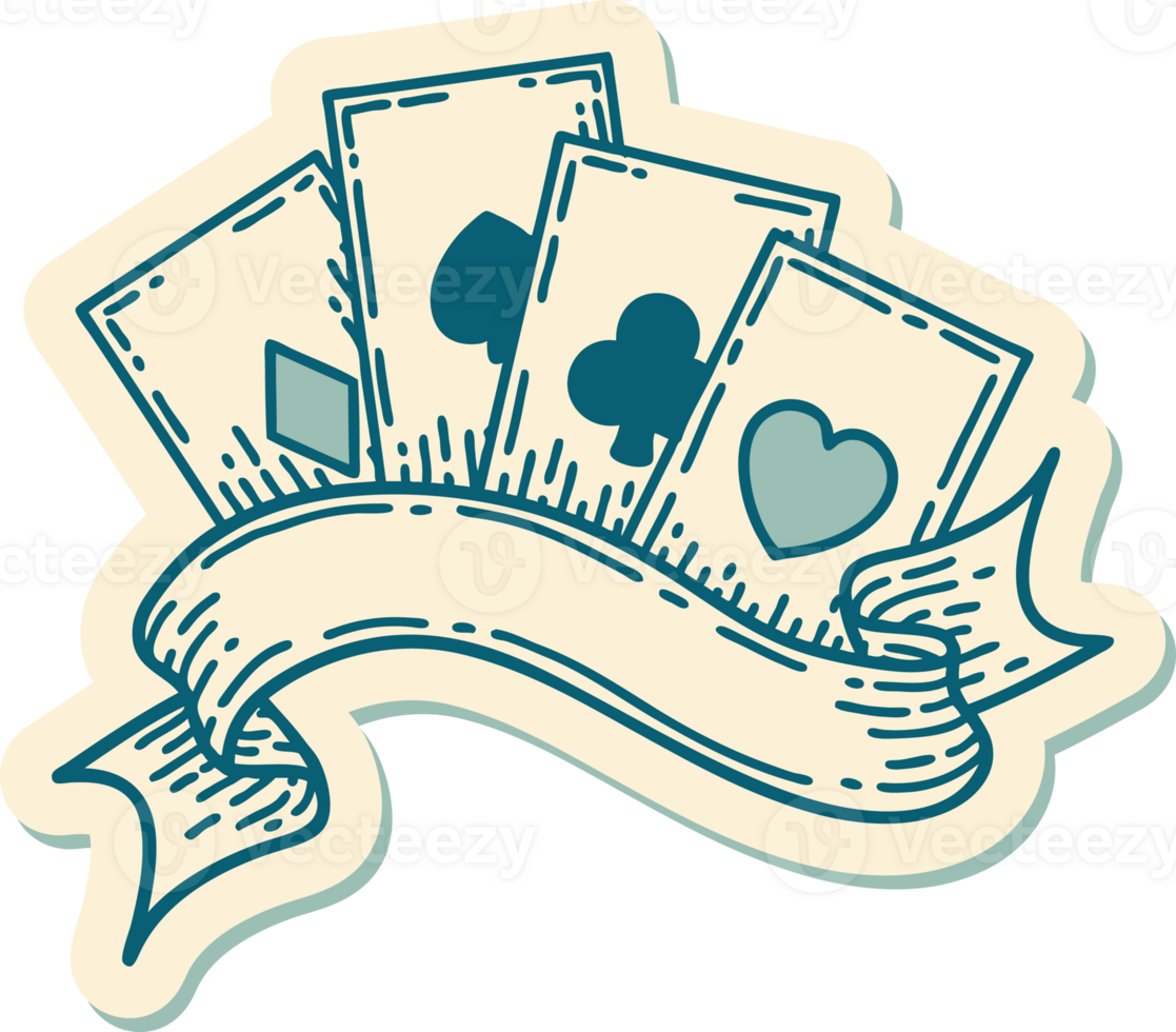 sticker of tattoo in traditional style of cards and banner png