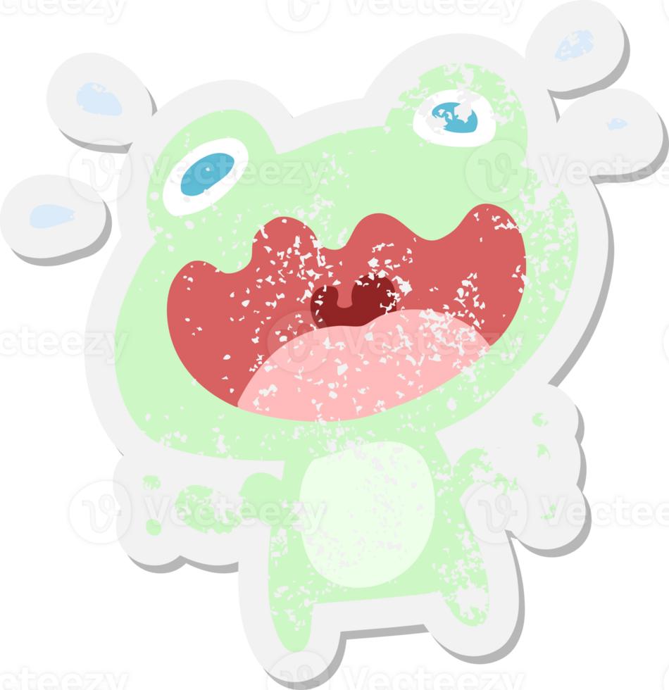 cartoon frog frightened grunge sticker png