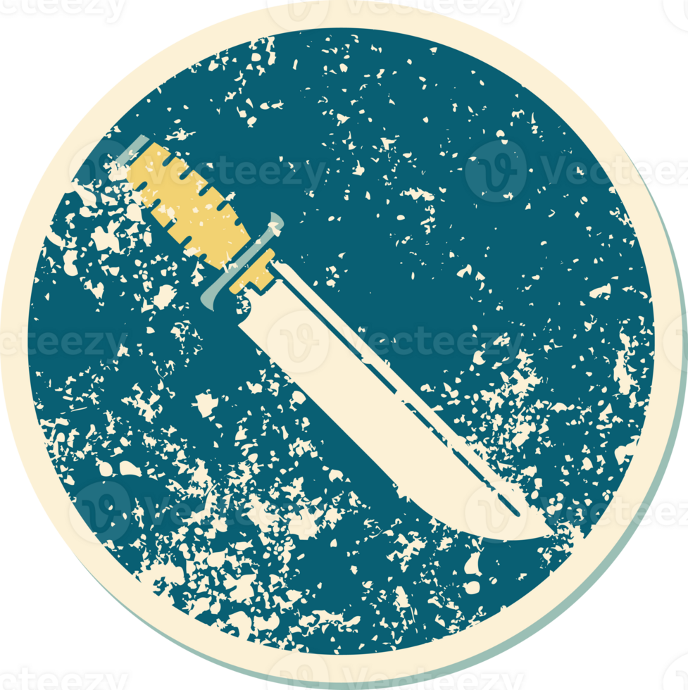 iconic distressed sticker tattoo style image of a knife png