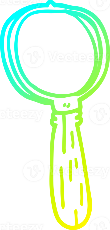 cold gradient line drawing of a cartoon magnifying glass png