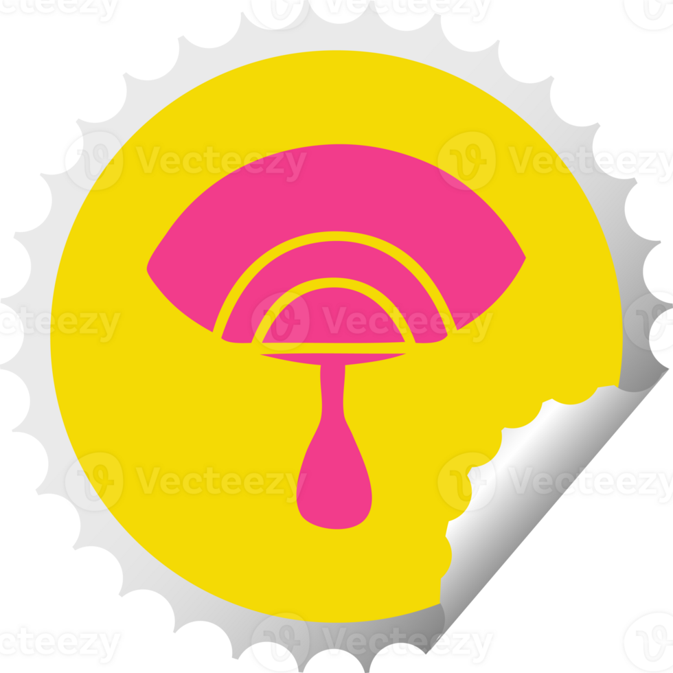 circular peeling sticker cartoon of a crying eye png