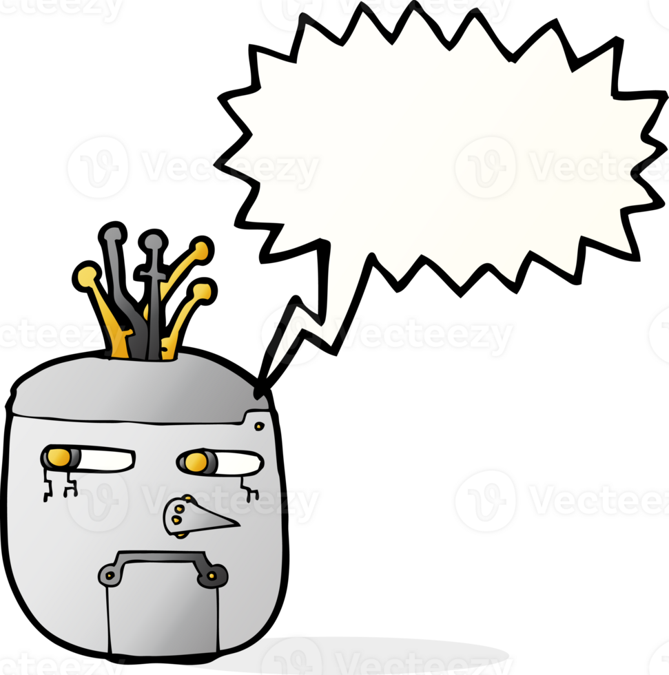 cartoon robot head with speech bubble png