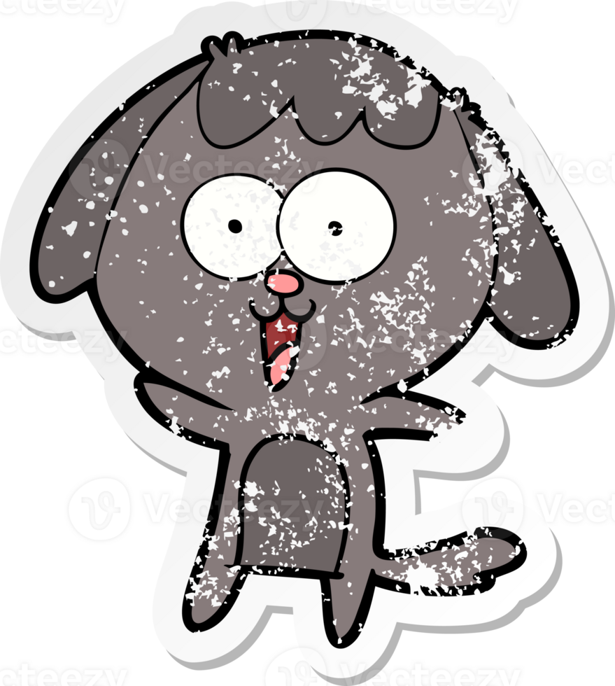 distressed sticker of a cute cartoon dog png