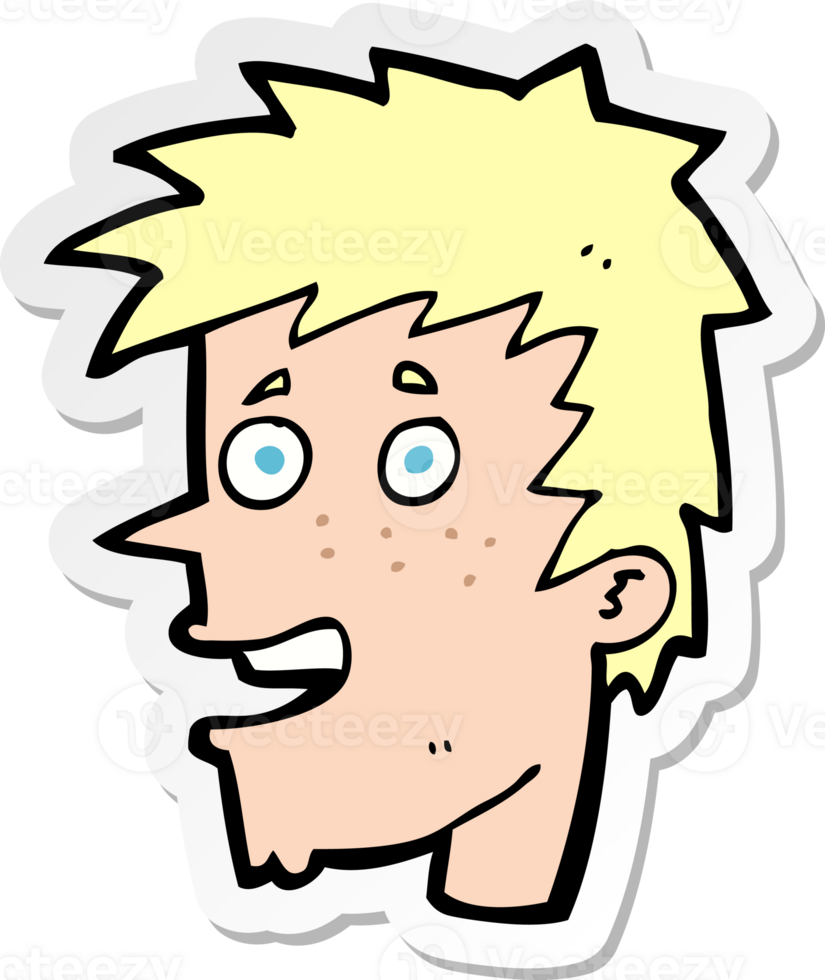sticker of a cartoon happy boy face png