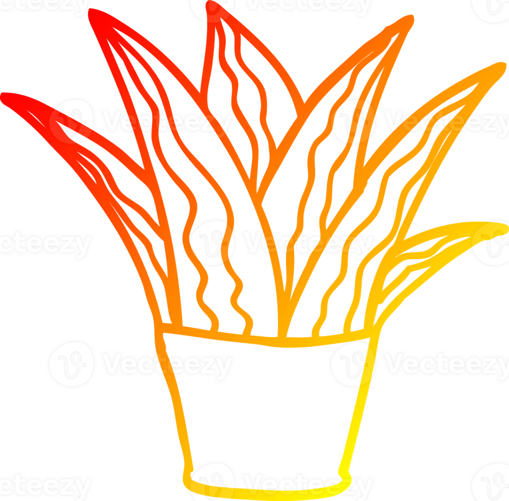 warm gradient line drawing of a cartoon house plant png