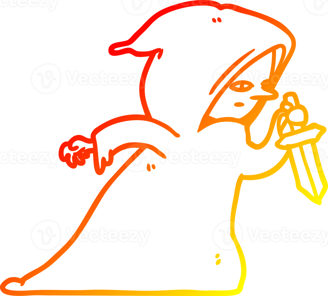 warm gradient line drawing of a assassin in dark robe png