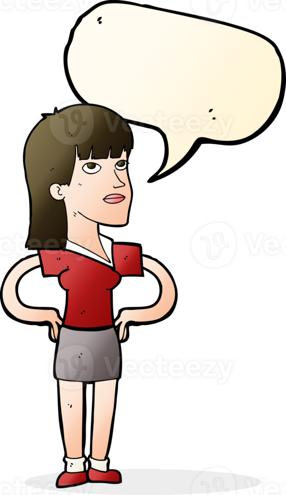 cartoon woman with hands on hips with speech bubble png