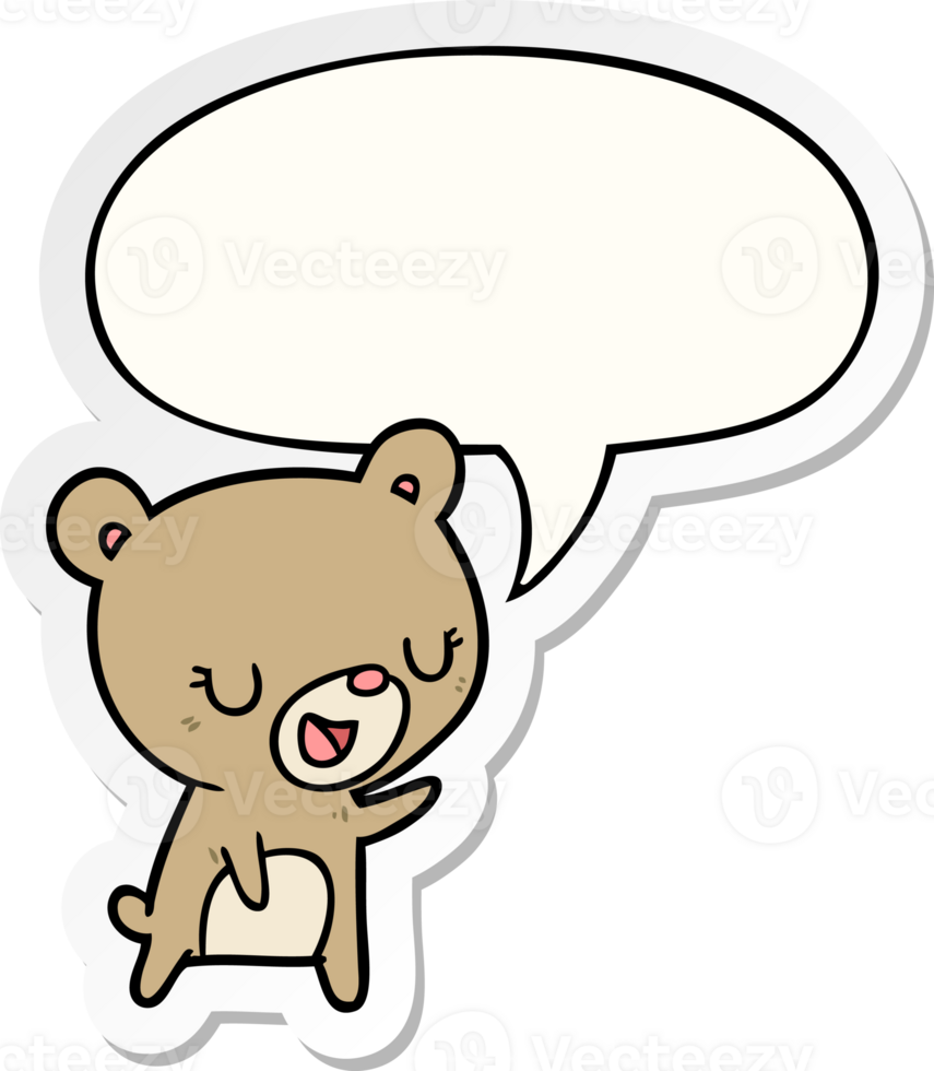 cartoon bear with speech bubble sticker png