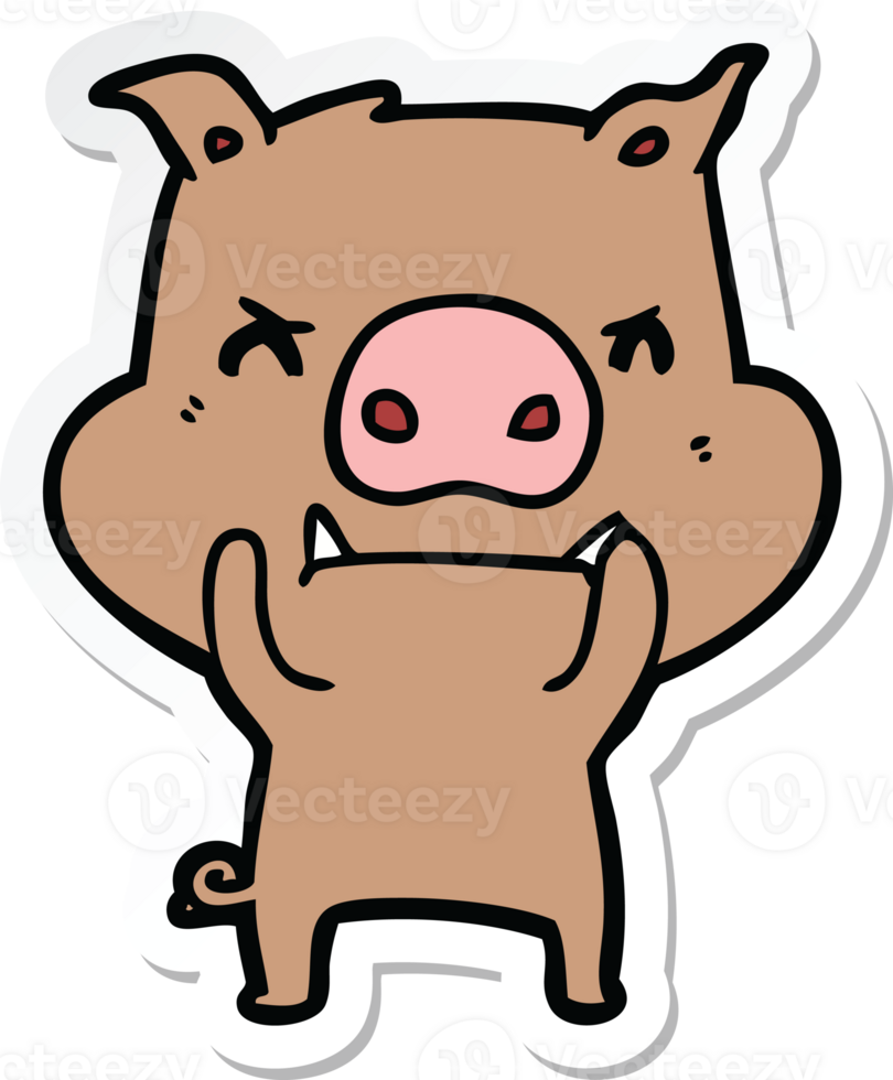 sticker of a angry cartoon pig png