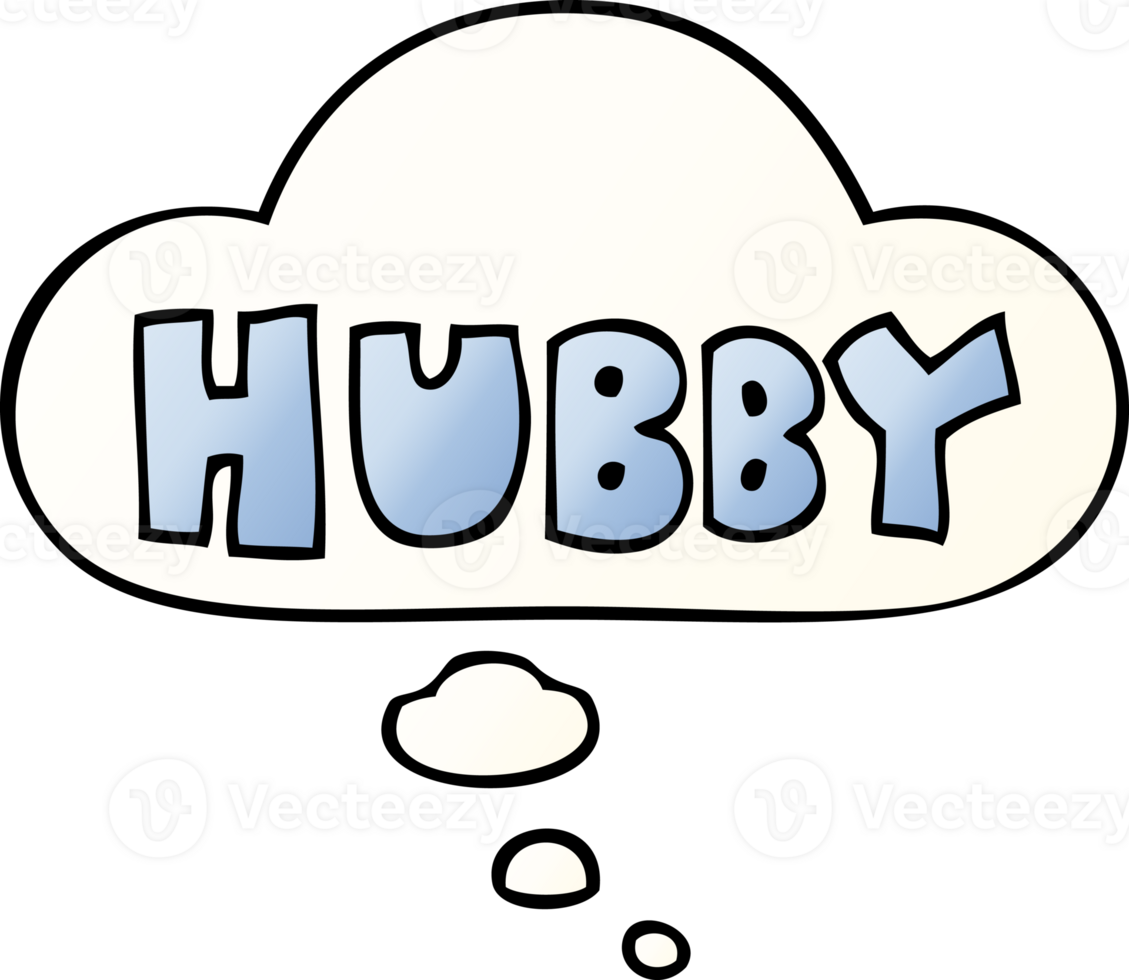 cartoon word hubby with thought bubble in smooth gradient style png