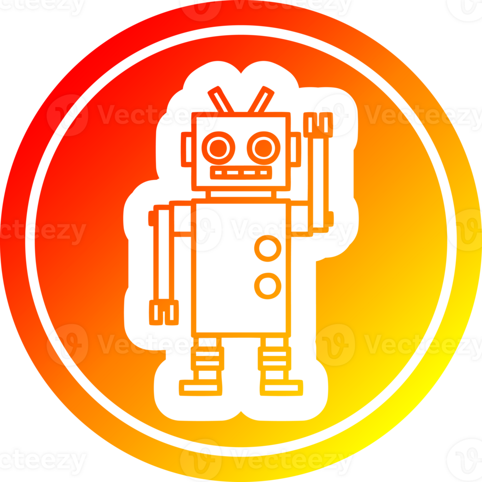 dancing robot circular icon with warm gradient finish png