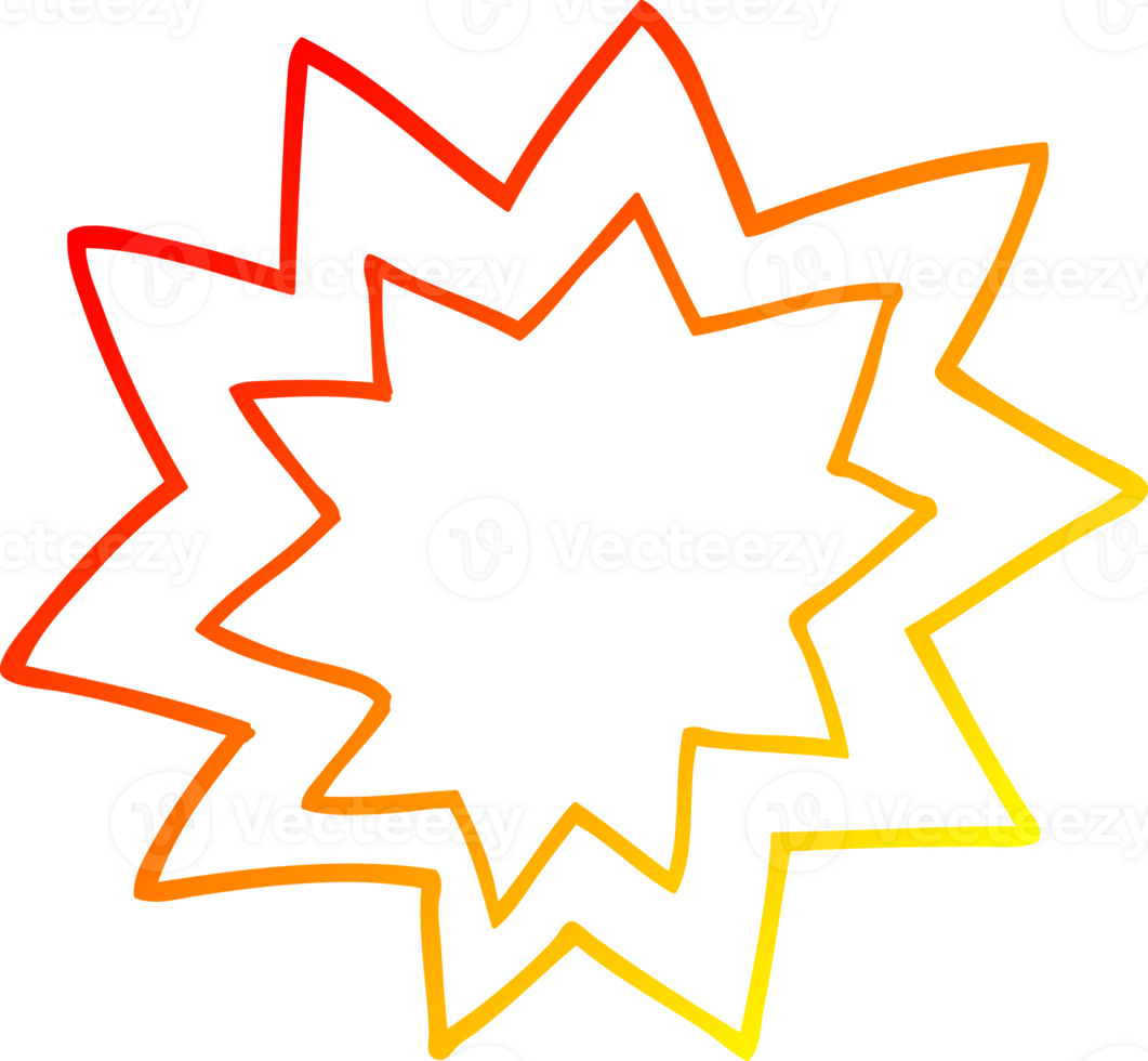 warm gradient line drawing of a cartoon fire explosion png
