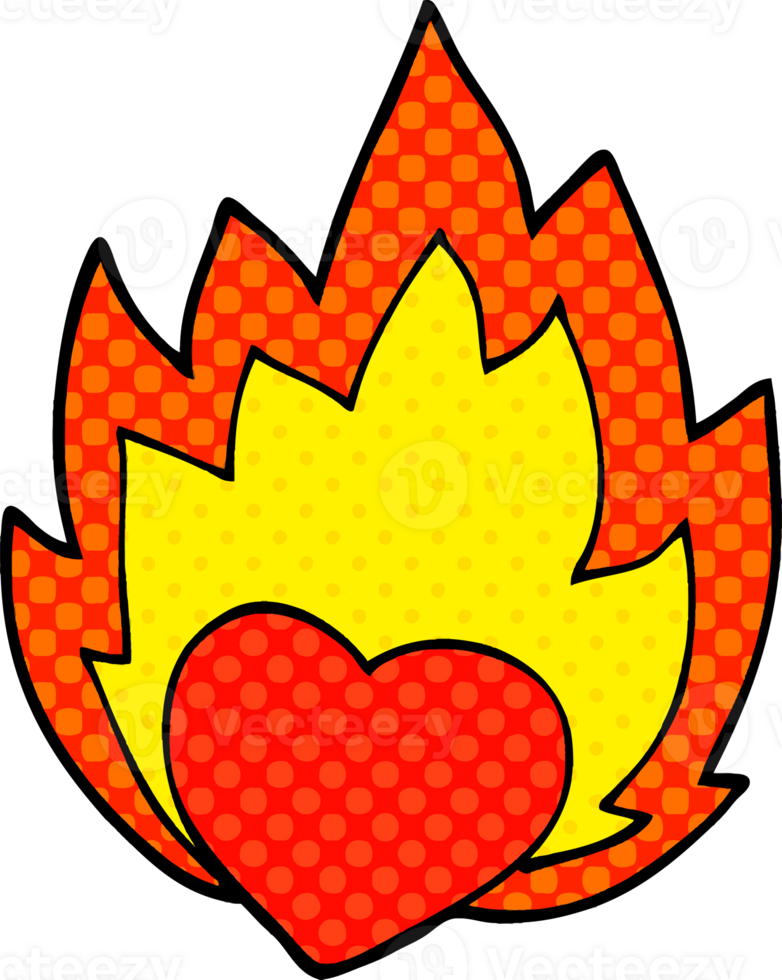 cartoon doodle flaming heart png
