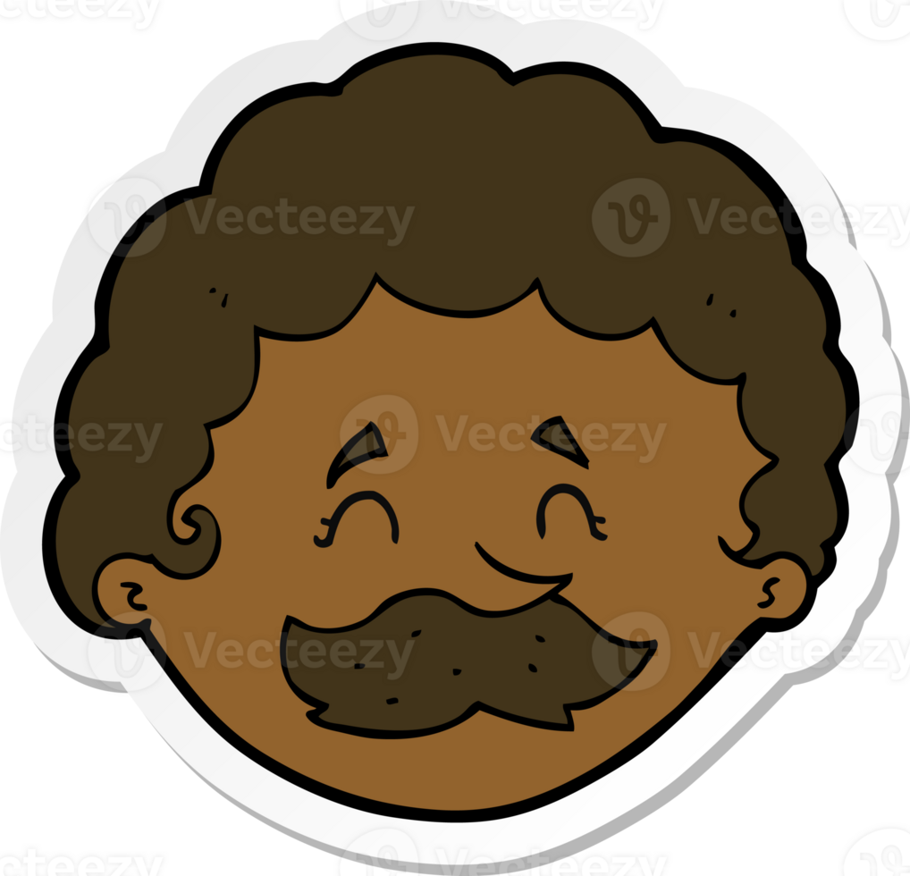 sticker of a cartoon man with mustache png