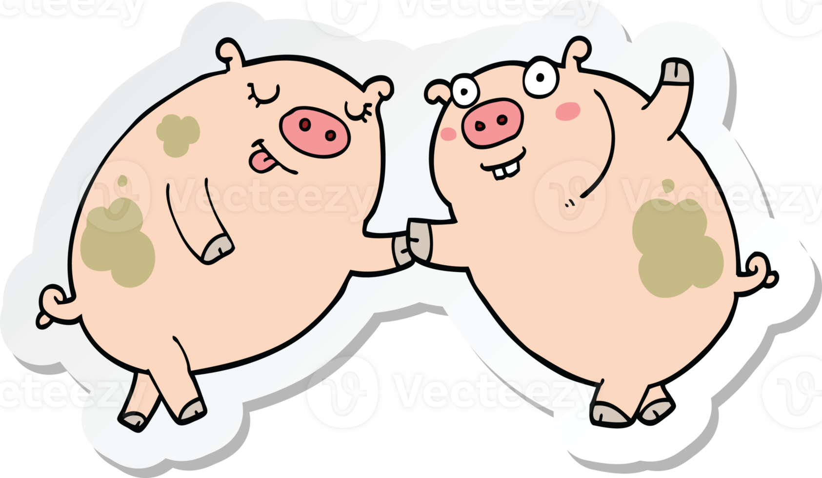 sticker of a cartoon pigs dancing png