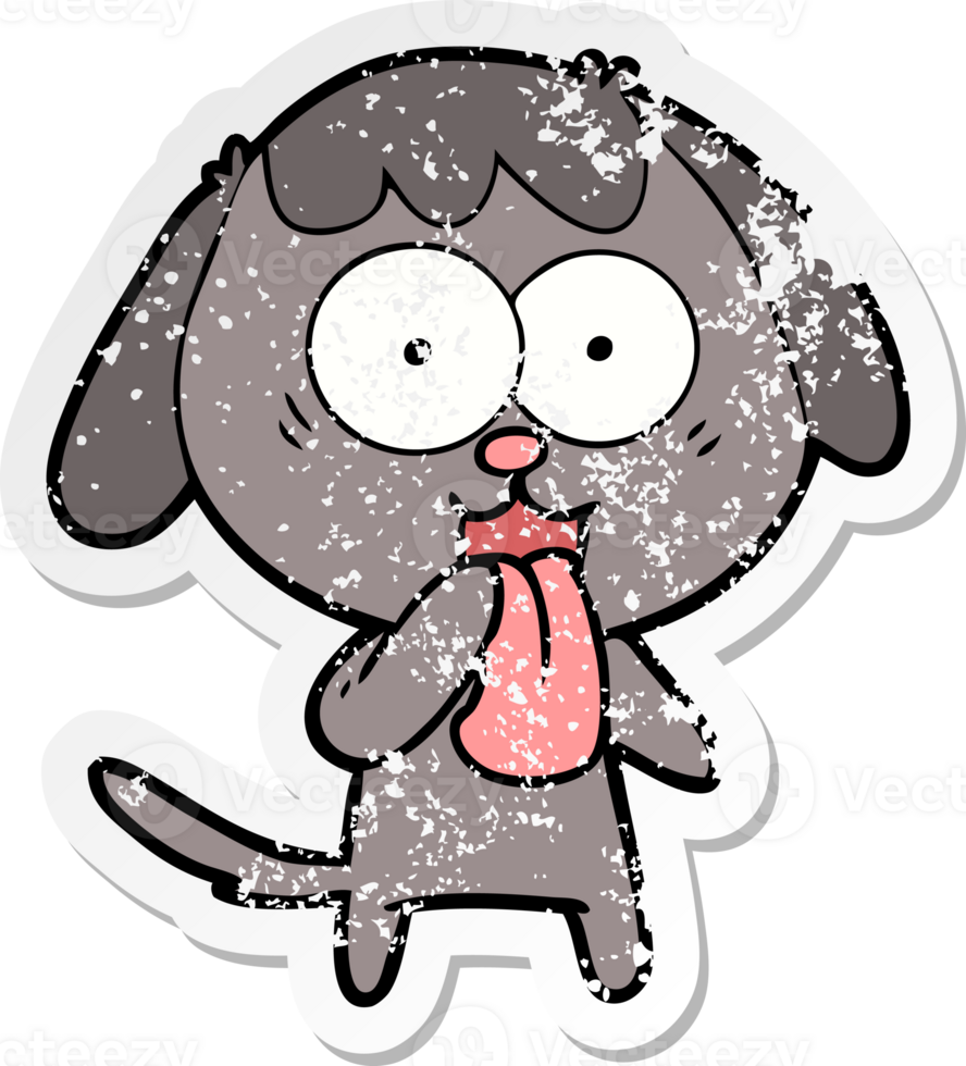 distressed sticker of a cute cartoon dog png