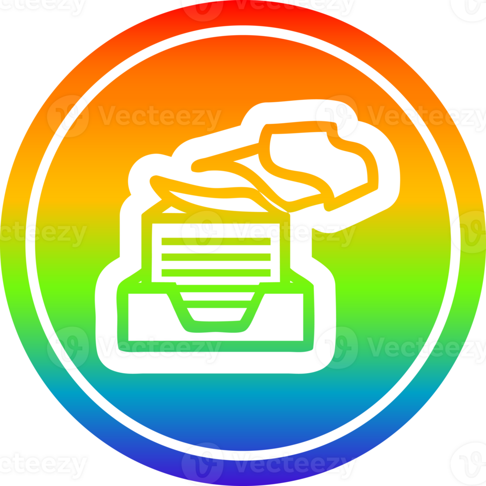 office paper stack circular icon with rainbow gradient finish png