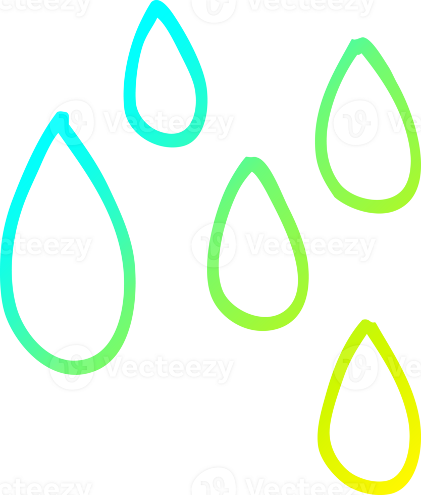 cold gradient line drawing of a cartoon rain drop png