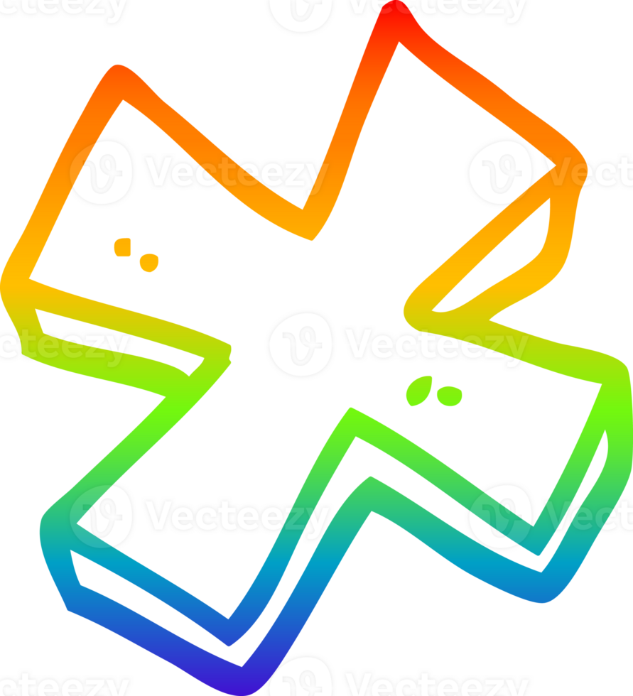 rainbow gradient line drawing of a cartoon multiplication symbol png