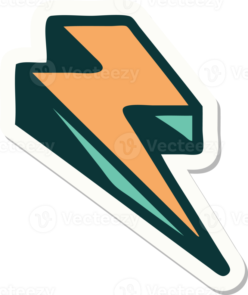 sticker of tattoo in traditional style of lighting bolt png