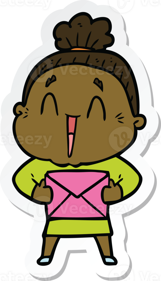 sticker of a cartoon happy old lady png