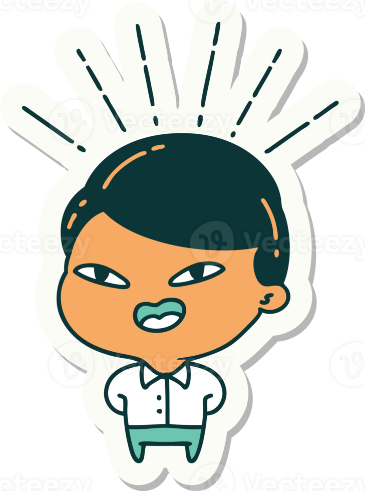 sticker of a tattoo style happy businessman png