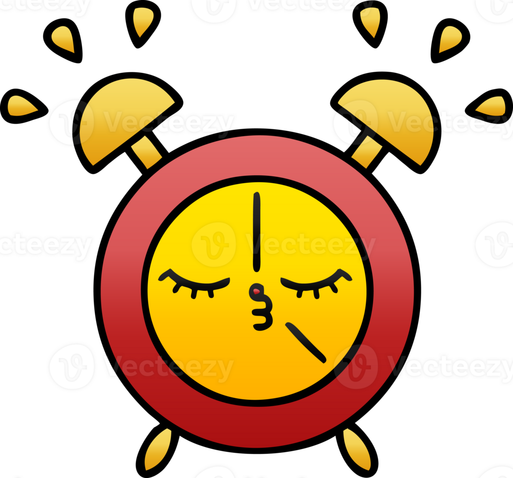 gradient shaded cartoon of a alarm clock png