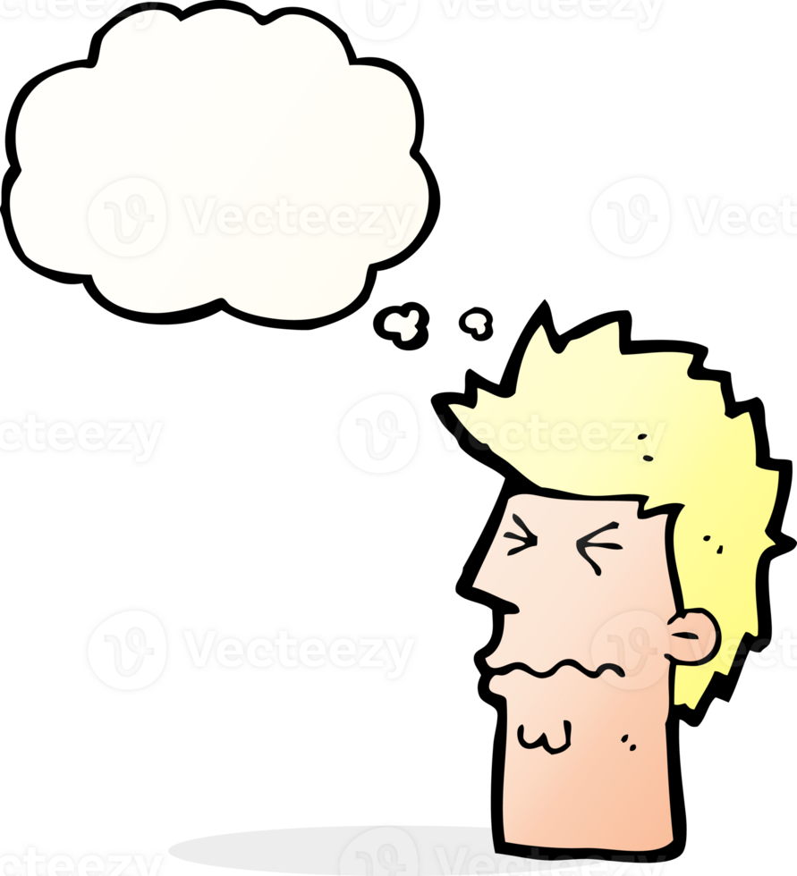 cartoon stressed out face with thought bubble png