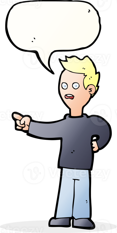 cartoon shocked boy pointing with speech bubble png