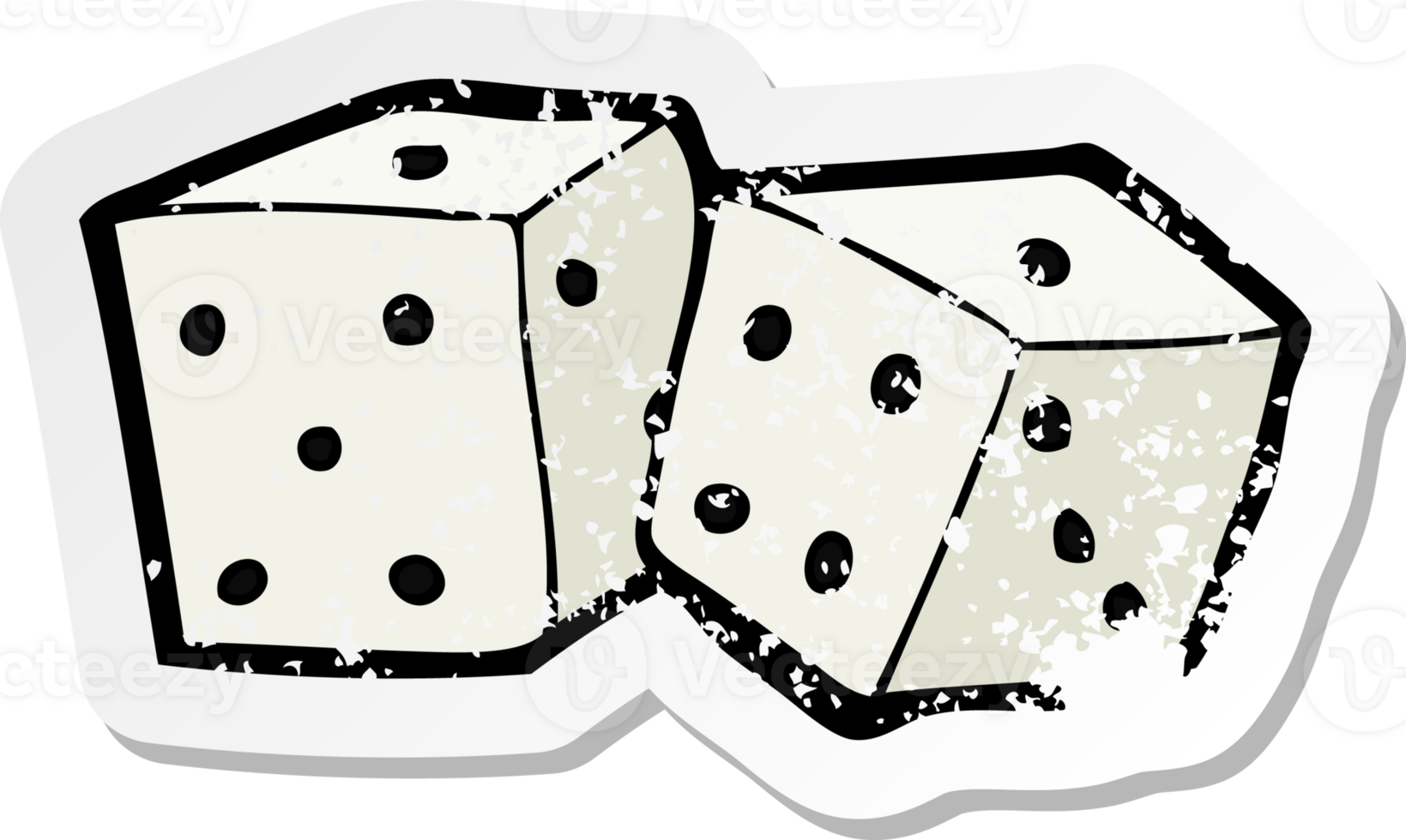 retro distressed sticker of a cartoon dice png
